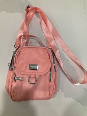 Pink Mini Crossbody Bag with Ring Accent